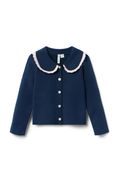 Janie And Jack Babies'  Crochet Collar Cardigan In Blue