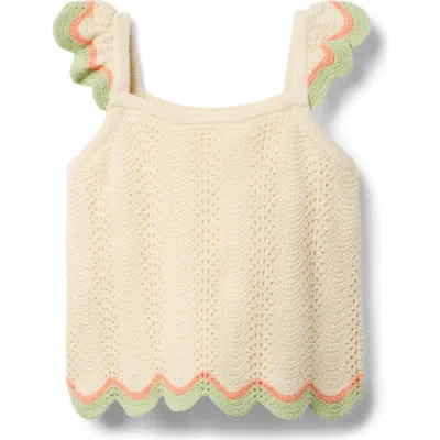 Janie And Jack Kids'  Crochet Scallop Hem Top In Ivory