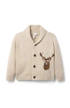 Janie And Jack Deer Shawl Cardigan In Neutral