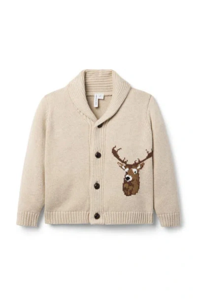 Janie And Jack Kids'  Deer Shawl Cardigan In Neutral