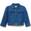 Janie And Jack Denim Puff Sleeve Jacket In Medium Wash In Blue