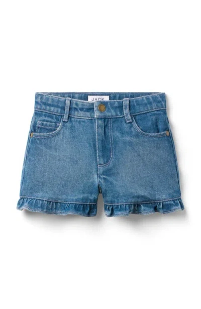Janie And Jack Kids'  Denim Ruffle Cuff Short In Medium Wash In Blue