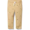 Janie And Jack Embroidered Bulldog Twill Jogger In Brown
