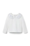 Janie And Jack Embroidered Collar Top In White