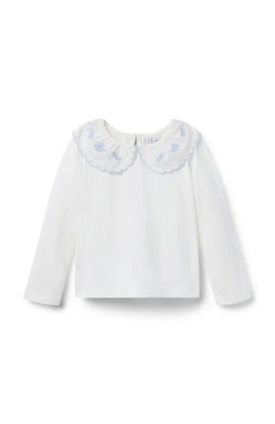 Janie And Jack Kids'  Embroidered Collar Top In White