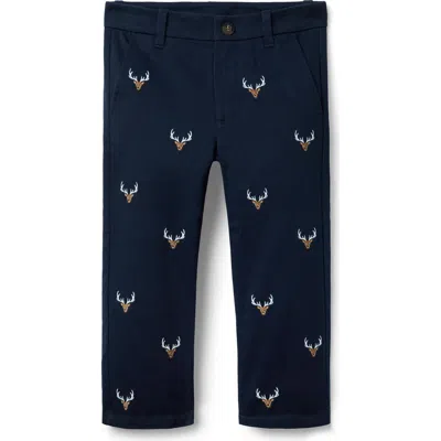 Janie And Jack Kids'  Embroidered Deer Pant In Blue