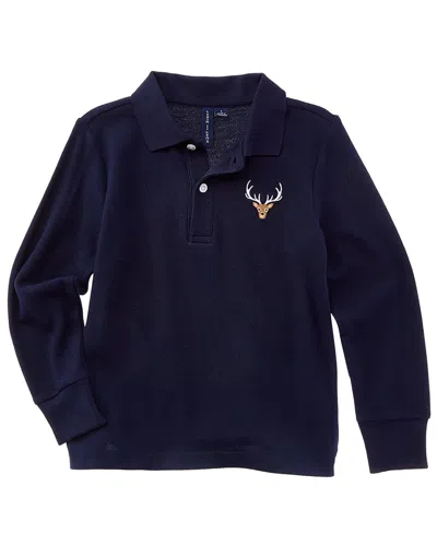 Janie And Jack Embroidered Deer Pique Polo Shirt In Blue
