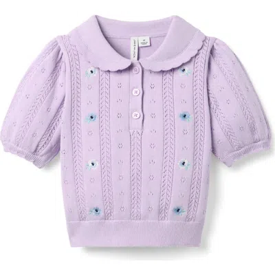 Janie And Jack Babies'  Embroidered Pointelle Sweater Top In Purple