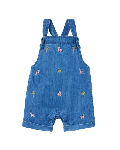 Janie And Jack Kids' Embroidered Tiger Overall In Blue