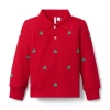 Janie And Jack Embroidered Tree Pique Polo In Red