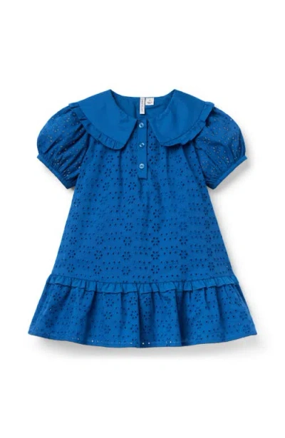 Janie And Jack Babies'  Eyelet Collared Dress In Blue