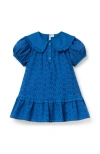 Janie And Jack Eyelet Collared Dress In Blue