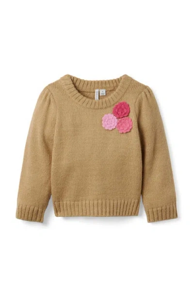 Janie And Jack Babies'  Floral Applique Sweater In Neutral