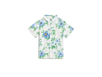Janie And Jack Floral Button Down Shirt (toddler/little Kid/big Kid) Boy's Clothing : 14 Big Kid, Cotton In Green
