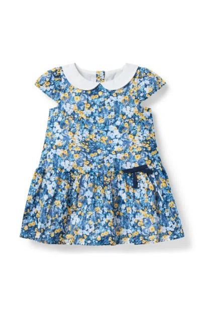 Janie And Jack Babies'  Floral Dropwaist Dress In Blue