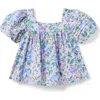Janie And Jack Floral Pintuck Puff Sleeve Top In Purple