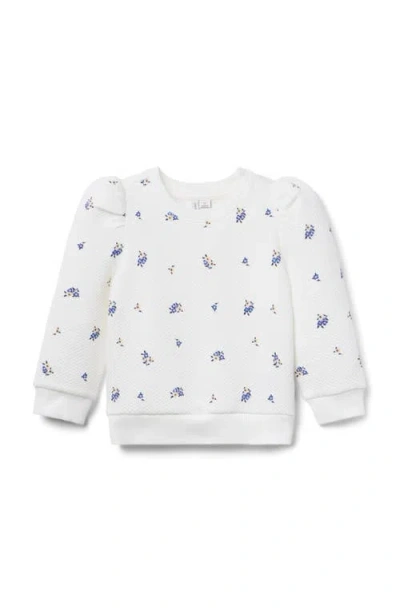 Janie And Jack Babies'  Floral Quilted Sweatshirt In White
