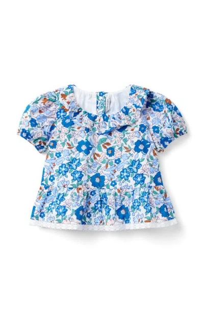 Janie And Jack Kids'  Floral Ruffle Peplum Top In Blue