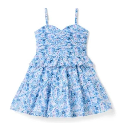Janie And Jack Babies'  Floral Shirred Peplum Dress In Blue