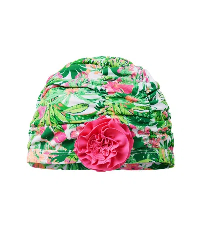 Janie And Jack Floral Swim Hat In Green