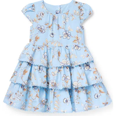 Janie And Jack Babies'  Floral Tiered Ruffle Dress In Blue
