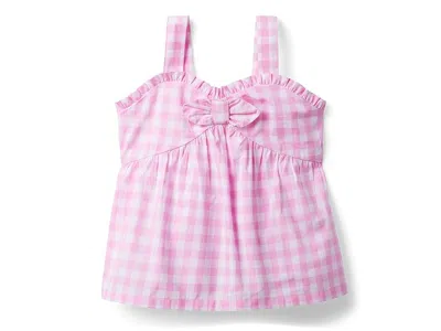 Janie And Jack Gingham Blouse (toddler/little Kid/big Kid) Girl's T Shirt Pink : 6 Little Kid, Cotton
