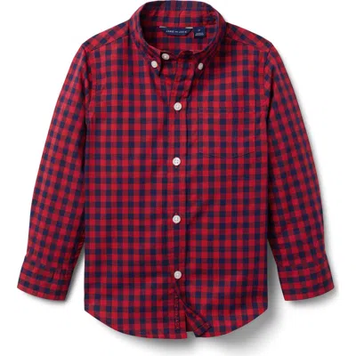 Janie And Jack Kids'  Gingham Flannel Shirt In Red