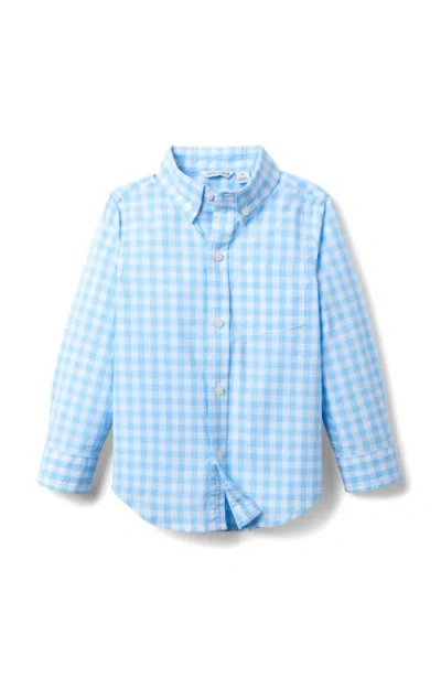 Janie And Jack Babies'  Gingham Poplin Shirt In Blue