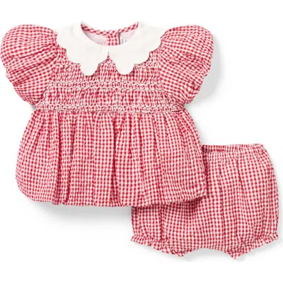 Janie And Jack Babies'  Gingham Seersucker Set In Red