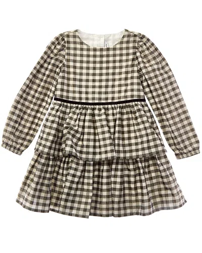 Janie And Jack Gingham Shimmer Dress In Multi