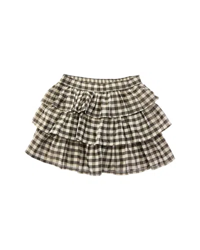 Janie And Jack Gingham Shimmer Tiered Skirt In Brown