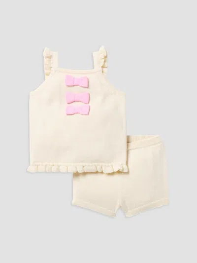Janie And Jack Girl's Baby Girl's Bow Knit Top & Shorts Set In Brown