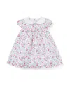 Janie And Jack Girls' Baby Ditsy Floral Collar Dress - Baby In Pink