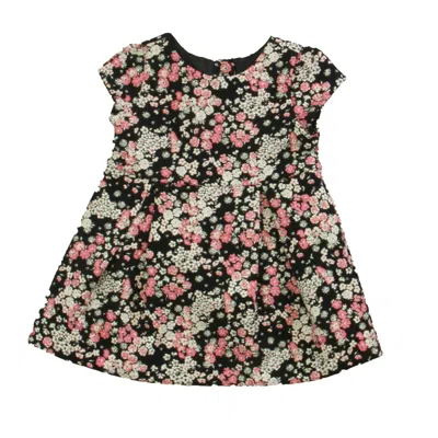 Pre-owned Janie And Jack Kids' Girls Black Pink Floral Dress