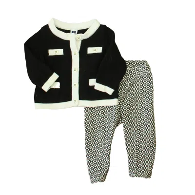 Pre-owned Janie And Jack Kids' Girls Black White Apparel Sets