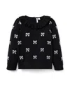 Janie And Jack Girls' Bow Puff Sleeve Sweater - Baby, Little Kid, Big Kid In Black