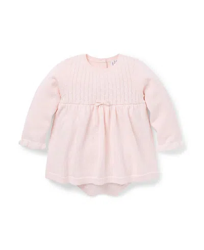 Janie And Jack Girls' Cable Knit Romper - Baby In Pink