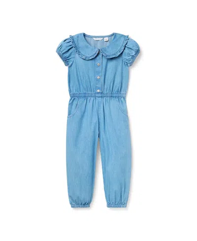 Janie And Jack Girls' Chambray Ruffle Jumpsuit - Baby, Little Kid, Big Kid In Blue
