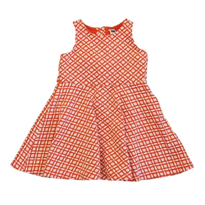 Janie And Jack Kids' Girls Coral White Dress In Multi