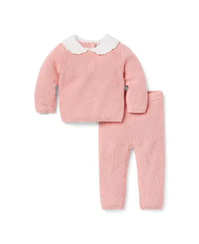 Janie And Jack Girls' Crochet Collar Matching Set - Baby In Pink