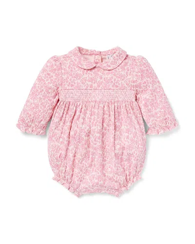 Janie And Jack Girls' Ditsy Floral Smocked Romper - Baby In Pink