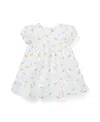Janie And Jack Girls' Dog Friends Lace Trim Dress - Baby In White