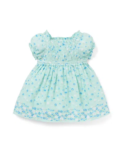 Janie And Jack Girls' Floral Border Dress - Baby In Blue