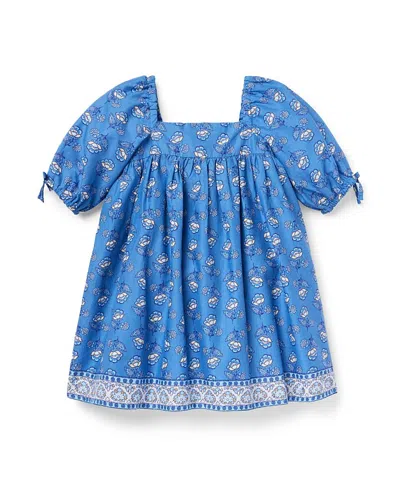 Janie And Jack Girls' Floral Border Dress - Baby, Little Kid, Big Kid In Blue