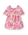 Janie And Jack Girls' Floral Puff Sleeve Dress - Baby, Little Kid, Big Kid In Pink