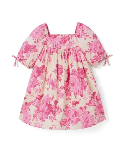 Janie And Jack Girls' Floral Puff Sleeve Dress - Baby, Little Kid, Big Kid In Pink