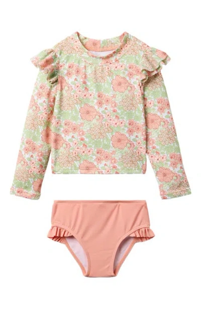 Janie And Jack Kids'  Girls Floral Rashguard Swim In Multi
