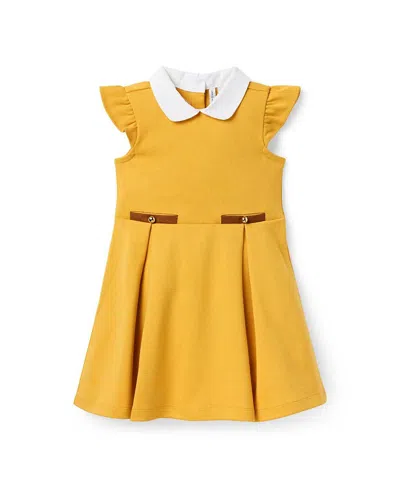 Janie And Jack Girls' Flutter Sleeve Ponte Dress - Baby, Little Kid, Big Kid In Yellow