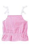 Janie And Jack Girls Gingham Blouse In Pink