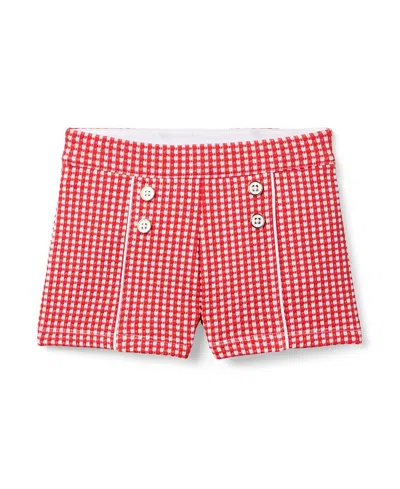 Janie And Jack Gingham Jacquard Shorts (infant/toddler/little Kid/big Kid) Girl's Shorts Red: 12 Big Kid One Size In Brown